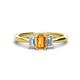 1 - Daria 6x4 mm Emerald Cut Citrine and Diamond Side Gallery Work Three Stone Engagement Ring 