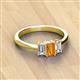 3 - Daria 6x4 mm Emerald Cut Citrine and Diamond Side Gallery Work Three Stone Engagement Ring 