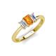 4 - Daria 6x4 mm Emerald Cut Citrine and Diamond Side Gallery Work Three Stone Engagement Ring 