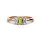 1 - Daria 6x4 mm Emerald Cut Peridot and Diamond Side Gallery Work Three Stone Engagement Ring 