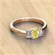 3 - Daria 6x4 mm Emerald Cut Yellow Sapphire and Diamond Side Gallery Work Three Stone Engagement Ring 
