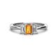 1 - Daria 6x4 mm Emerald Cut Citrine and Diamond Side Gallery Work Three Stone Engagement Ring 