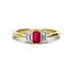 1 - Daria 6x4 mm Emerald Cut Ruby and Lab Grown Diamond Side Gallery Work Three Stone Engagement Ring 