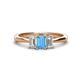 1 - Daria 6x4 mm Emerald Cut Blue Topaz and Lab Grown Diamond Side Gallery Work Three Stone Engagement Ring 