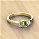 3 - Daria 6x4 mm Emerald Cut Peridot and Lab Grown Diamond Side Gallery Work Three Stone Engagement Ring 