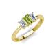4 - Daria 6x4 mm Emerald Cut Peridot and Lab Grown Diamond Side Gallery Work Three Stone Engagement Ring 