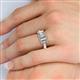 6 - Daria 6x4 mm Emerald Cut Forever One Moissanite and Diamond Side Gallery Work Three Stone Engagement Ring 