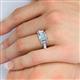 6 - Daria 6x4 mm Emerald Cut Aquamarine and Diamond Side Gallery Work Three Stone Engagement Ring 