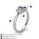 5 - Daria 6x4 mm Emerald Cut Iolite and Diamond Side Gallery Work Three Stone Engagement Ring 