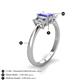 5 - Daria 6x4 mm Emerald Cut Tanzanite and Diamond Side Gallery Work Three Stone Engagement Ring 