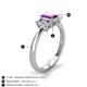 5 - Daria 6x4 mm Emerald Cut Amethyst and Diamond Side Gallery Work Three Stone Engagement Ring 