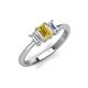 4 - Daria 6x4 mm Emerald Cut Yellow Sapphire and Diamond Side Gallery Work Three Stone Engagement Ring 
