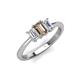 4 - Daria 6x4 mm Emerald Cut Smoky Quartz and Diamond Side Gallery Work Three Stone Engagement Ring 