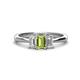1 - Daria 6x4 mm Emerald Cut Peridot and Diamond Side Gallery Work Three Stone Engagement Ring 