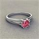 3 - Flora 6.50 mm Round Pink Tourmaline Solitaire Engagement Ring 
