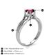 5 - Flora 6.50 mm Round Rhodolite Garnet Solitaire Engagement Ring 