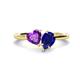 1 - Sasha Heart Shape Amethyst & Pear Shape Lab Created Blue Sapphire 2 Stone Duo Ring 