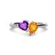 1 - Sasha Heart Shape Amethyst & Pear Shape Citrine 2 Stone Duo Ring 