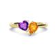 1 - Sasha Heart Shape Amethyst & Pear Shape Citrine 2 Stone Duo Ring 