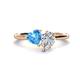 1 - Sasha Heart Shape Blue Topaz & Pear Shape Forever One Moissanite 2 Stone Duo Ring 