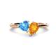 1 - Sasha Heart Shape Blue Topaz & Pear Shape Citrine 2 Stone Duo Ring 