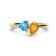 1 - Sasha Heart Shape Blue Topaz & Pear Shape Citrine 2 Stone Duo Ring 