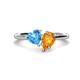 1 - Sasha Heart Shape Blue Topaz & Pear Shape Citrine 2 Stone Duo Ring 