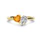 1 - Sasha Heart Shape Citrine & Pear Shape Forever One Moissanite 2 Stone Duo Ring 