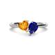 1 - Sasha Heart Shape Citrine & Pear Shape Lab Created Blue Sapphire 2 Stone Duo Ring 