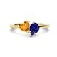 1 - Sasha Heart Shape Citrine & Pear Shape Lab Created Blue Sapphire 2 Stone Duo Ring 