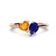 1 - Sasha Heart Shape Citrine & Pear Shape Lab Created Blue Sapphire 2 Stone Duo Ring 