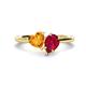 1 - Sasha Heart Shape Citrine & Pear Shape Lab Created Ruby 2 Stone Duo Ring 