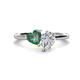 1 - Sasha GIA Certified Pear Shape Diamond & Heart Shape Lab Created Alexandrite 2 Stone Duo Ring 