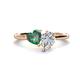 1 - Sasha GIA Certified Pear Shape Diamond & Heart Shape Lab Created Alexandrite 2 Stone Duo Ring 