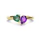 1 - Sasha Heart Shape Lab Created Alexandrite & Pear Shape Amethyst 2 Stone Duo Ring 