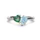 1 - Sasha Heart Shape Lab Created Alexandrite & Pear Shape Aquamarine 2 Stone Duo Ring 