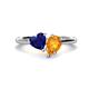 1 - Sasha Heart Shape Lab Created Blue Sapphire & Pear Shape Citrine 2 Stone Duo Ring 