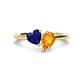 1 - Sasha Heart Shape Lab Created Blue Sapphire & Pear Shape Citrine 2 Stone Duo Ring 