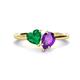 1 - Sasha Heart Shape Lab Created Emerald & Pear Shape Amethyst 2 Stone Duo Ring 