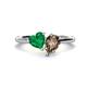 1 - Sasha Heart Shape Lab Created Emerald & Pear Shape Smoky Quartz 2 Stone Duo Ring 