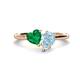 1 - Sasha Heart Shape Lab Created Emerald & Pear Shape Aquamarine 2 Stone Duo Ring 