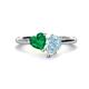 1 - Sasha Heart Shape Lab Created Emerald & Pear Shape Aquamarine 2 Stone Duo Ring 