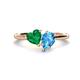 1 - Sasha Heart Shape Lab Created Emerald & Pear Shape Blue Topaz 2 Stone Duo Ring 