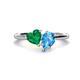 1 - Sasha Heart Shape Lab Created Emerald & Pear Shape Blue Topaz 2 Stone Duo Ring 