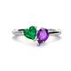 1 - Sasha Heart Shape Lab Created Emerald & Pear Shape Amethyst 2 Stone Duo Ring 