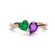 1 - Sasha Heart Shape Lab Created Emerald & Pear Shape Amethyst 2 Stone Duo Ring 