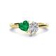 1 - Sasha GIA Certified Pear Shape Diamond & Heart Shape Lab Created Emerald 2 Stone Duo Ring 