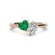 1 - Sasha GIA Certified Pear Shape Diamond & Heart Shape Lab Created Emerald 2 Stone Duo Ring 
