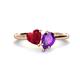 1 - Sasha Heart Shape Lab Created Ruby & Pear Shape Amethyst 2 Stone Duo Ring 