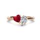 1 - Sasha Heart Shape Lab Created Ruby & Pear Shape Forever One Moissanite 2 Stone Duo Ring 